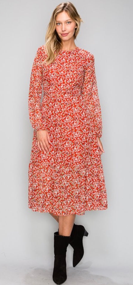 Multicolor Ruffle Bottom Floral Dress