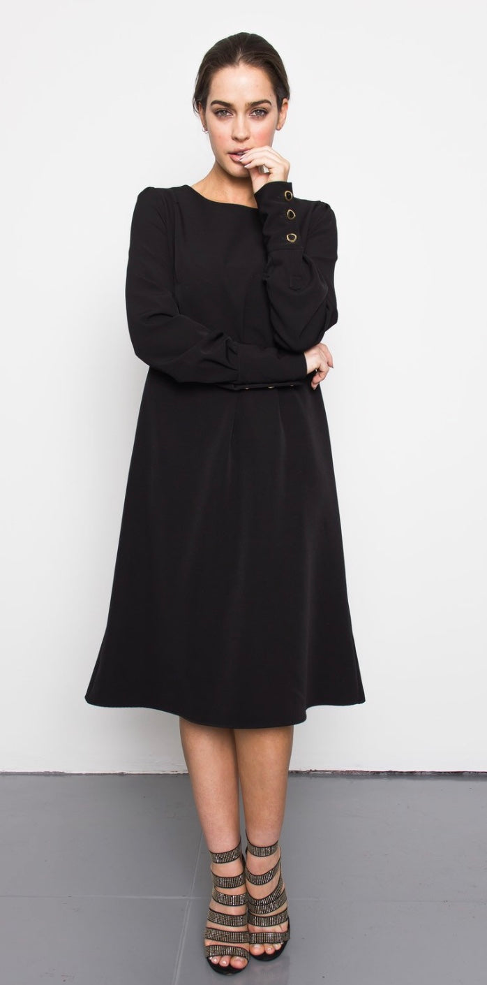 Black Dress with Gold Buttons