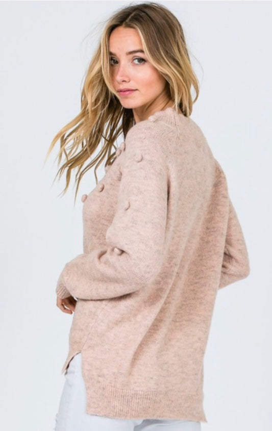 Knit Sweater-Pom Pom Detail
