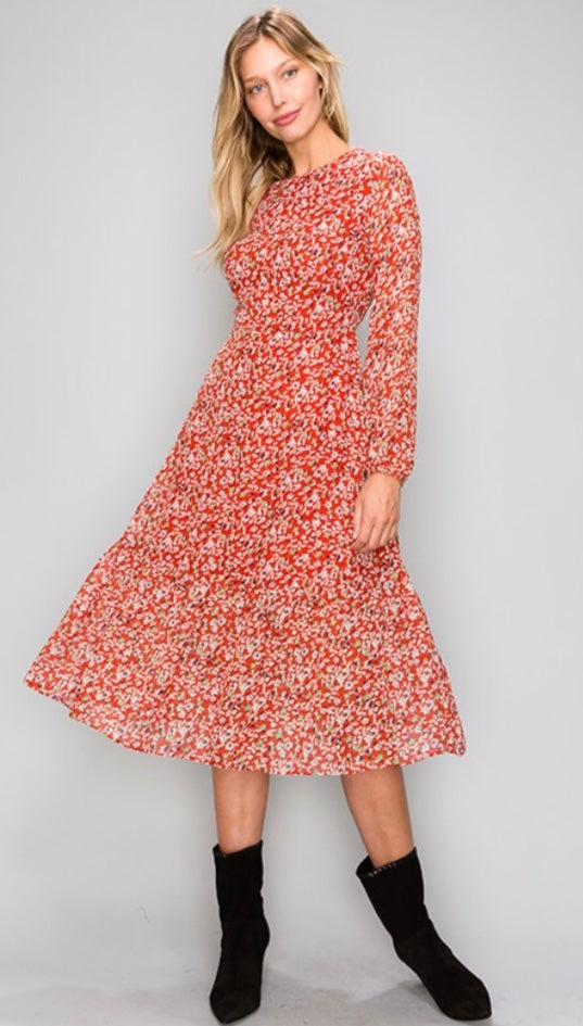 Multicolor Ruffle Bottom Floral Dress