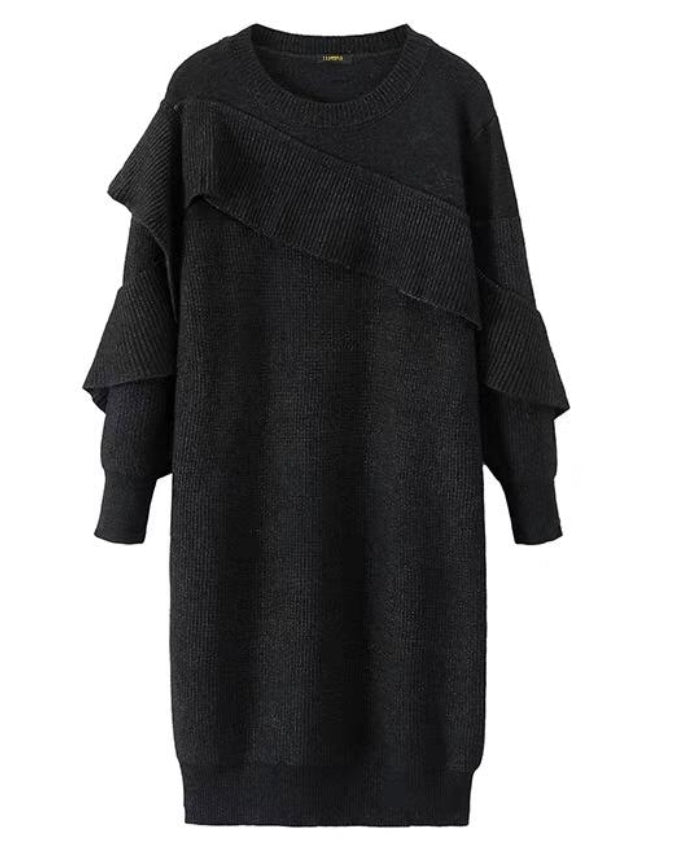 Cozy Knit Ruffle Dress