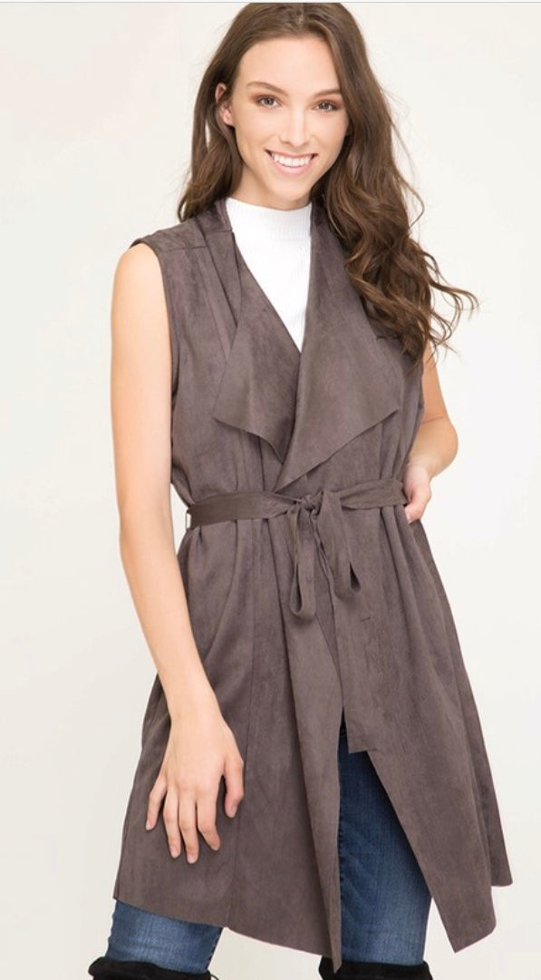 Mocha Grey Tie Vest