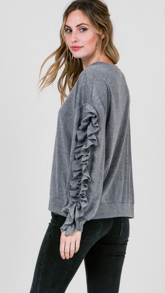 Ruffle Sleeve Knit Top