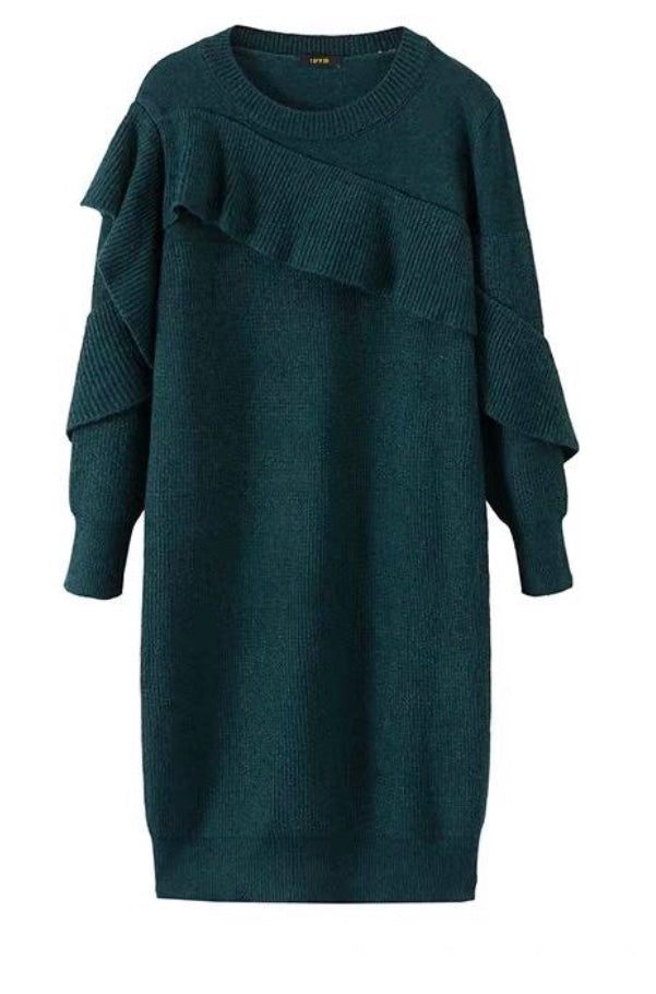 Cozy Knit Ruffle Dress