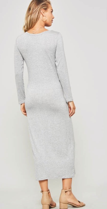 Waist Tie Midi Dress (Grey)