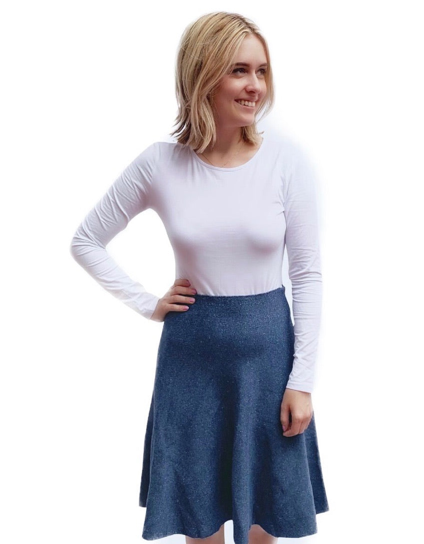 Summer Denim Fit and Flare Skirt