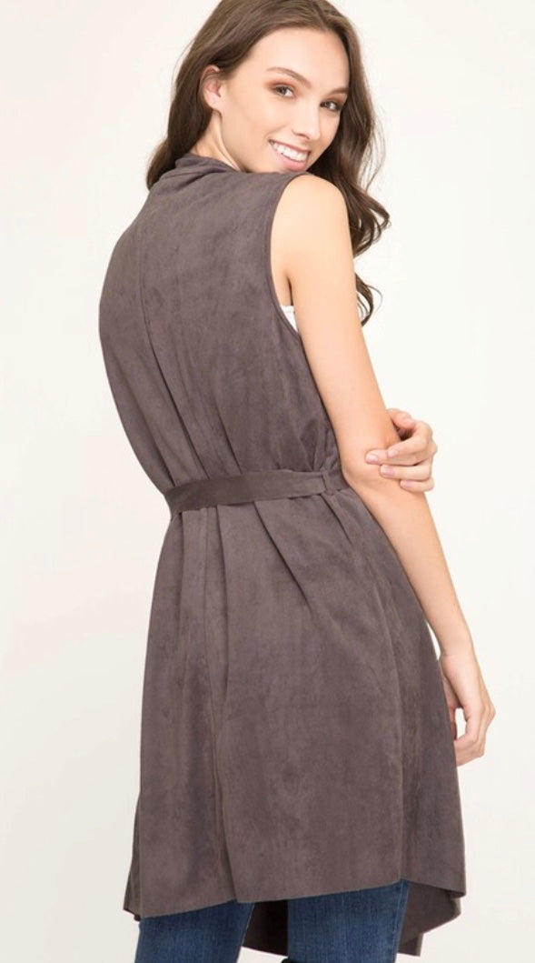 Mocha Grey Tie Vest
