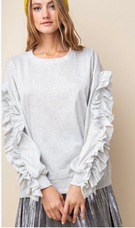 Ruffle Sleeve Knit Top