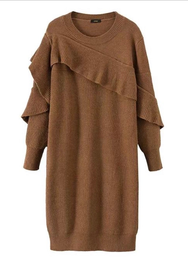 Cozy Knit Ruffle Dress